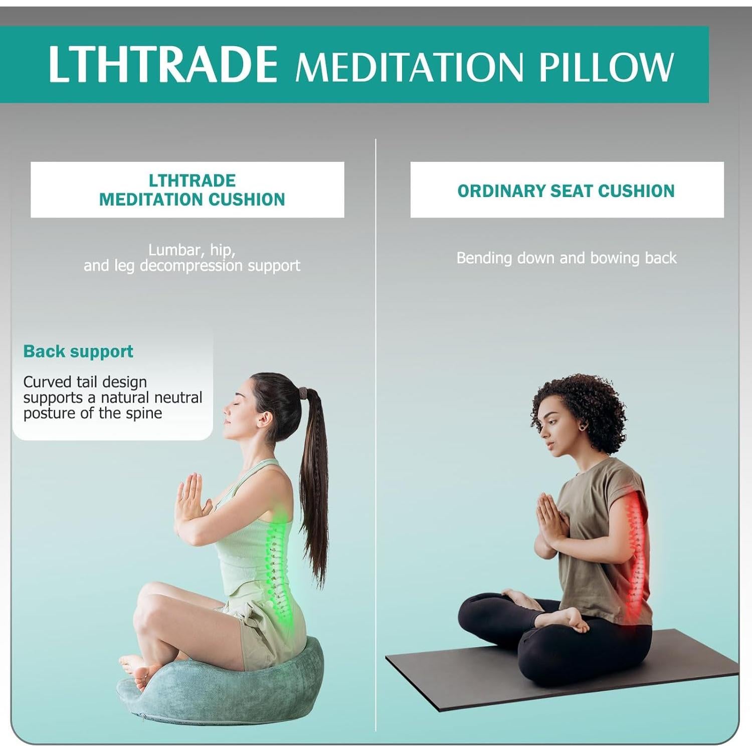 Cojín de Meditación LTHTRADE 60 cm Espuma Viscoelástica Verde