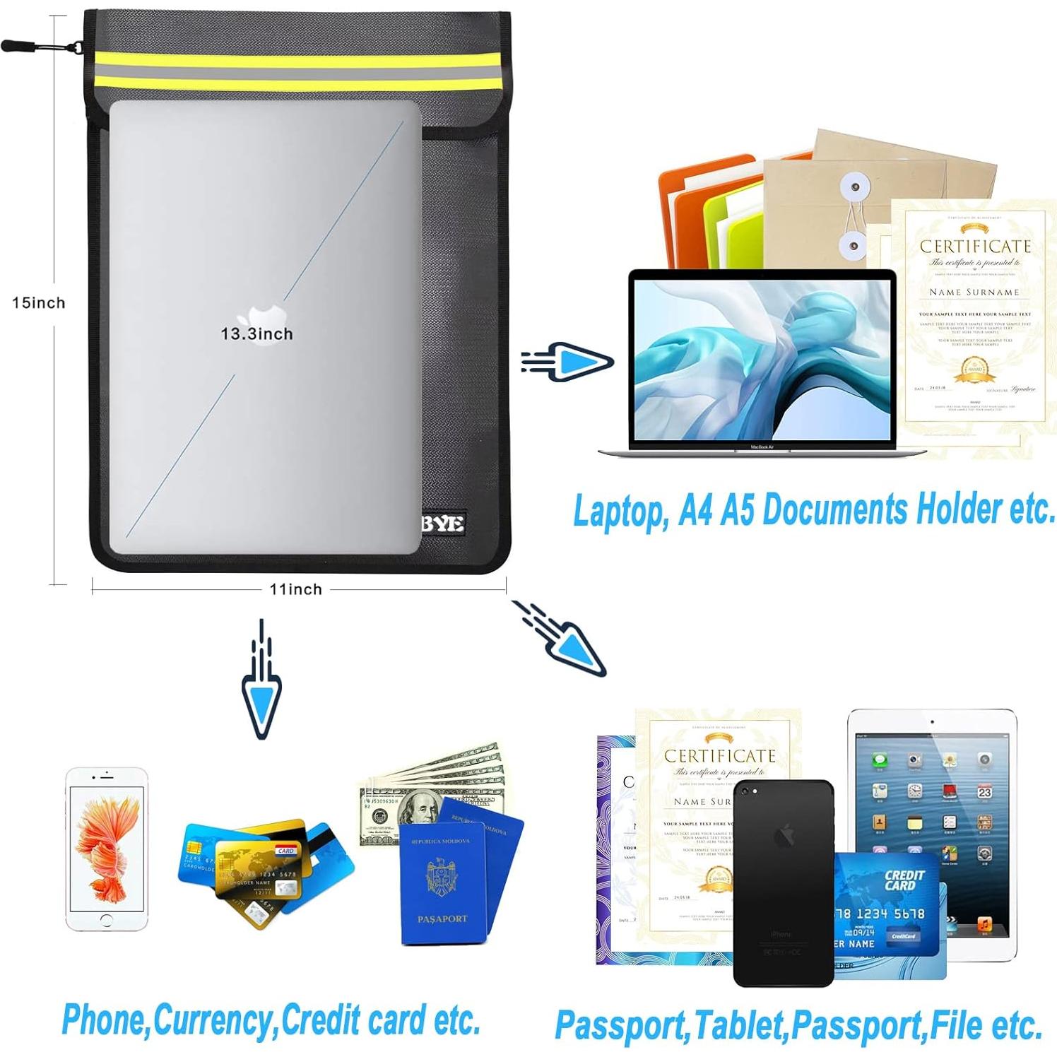 Bolsa de Documentos MUBYE a Prueba de Fuego 38x28cm Negra