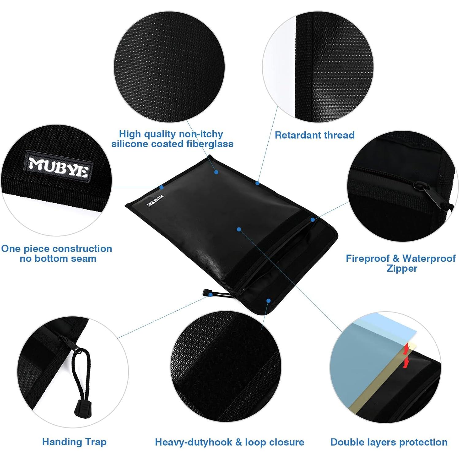 Bolsa de Documentos MUBYE a Prueba de Fuego 38x28cm Negra