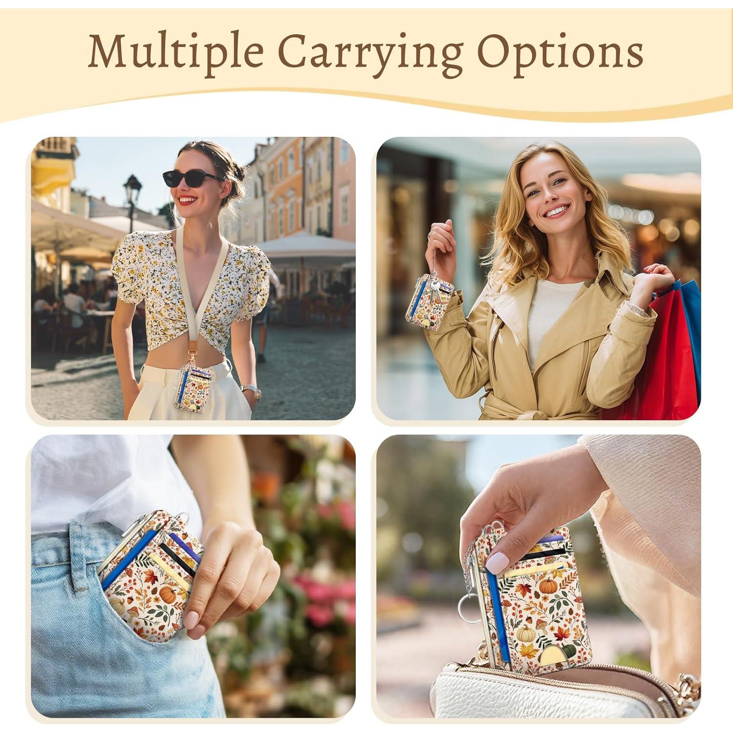 Tarjetero Slim RFID Antirrobo Kelvoris Hojas de Otoño