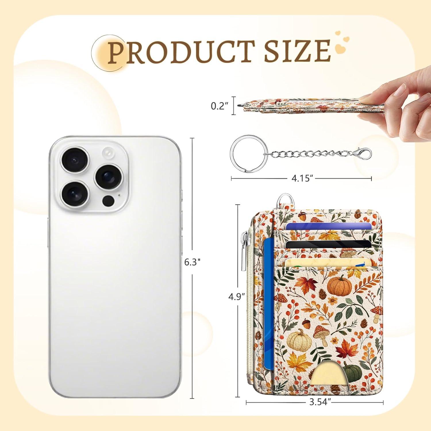 Tarjetero Slim RFID Antirrobo Kelvoris Hojas de Otoño