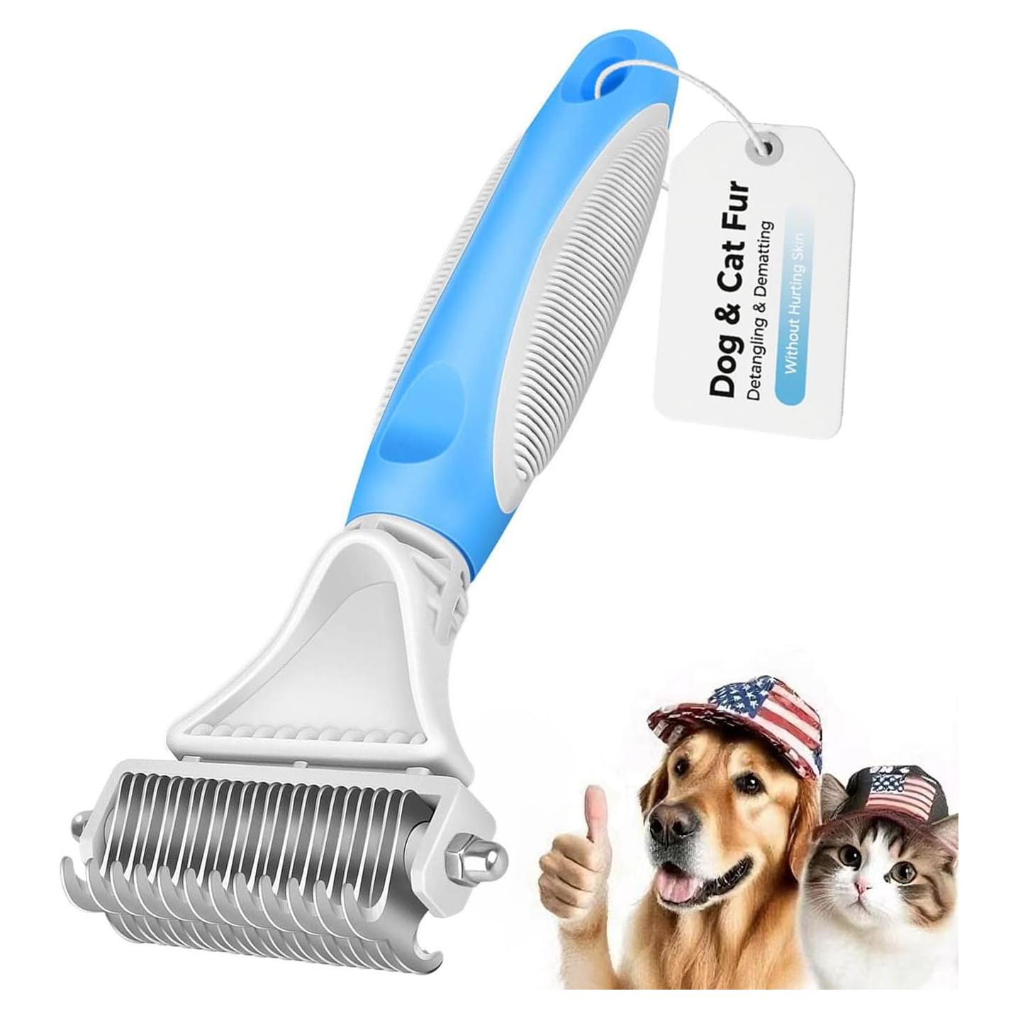 Peine Desmatador para Mascotas Honguang 2-en-1 para Gatos y Perros