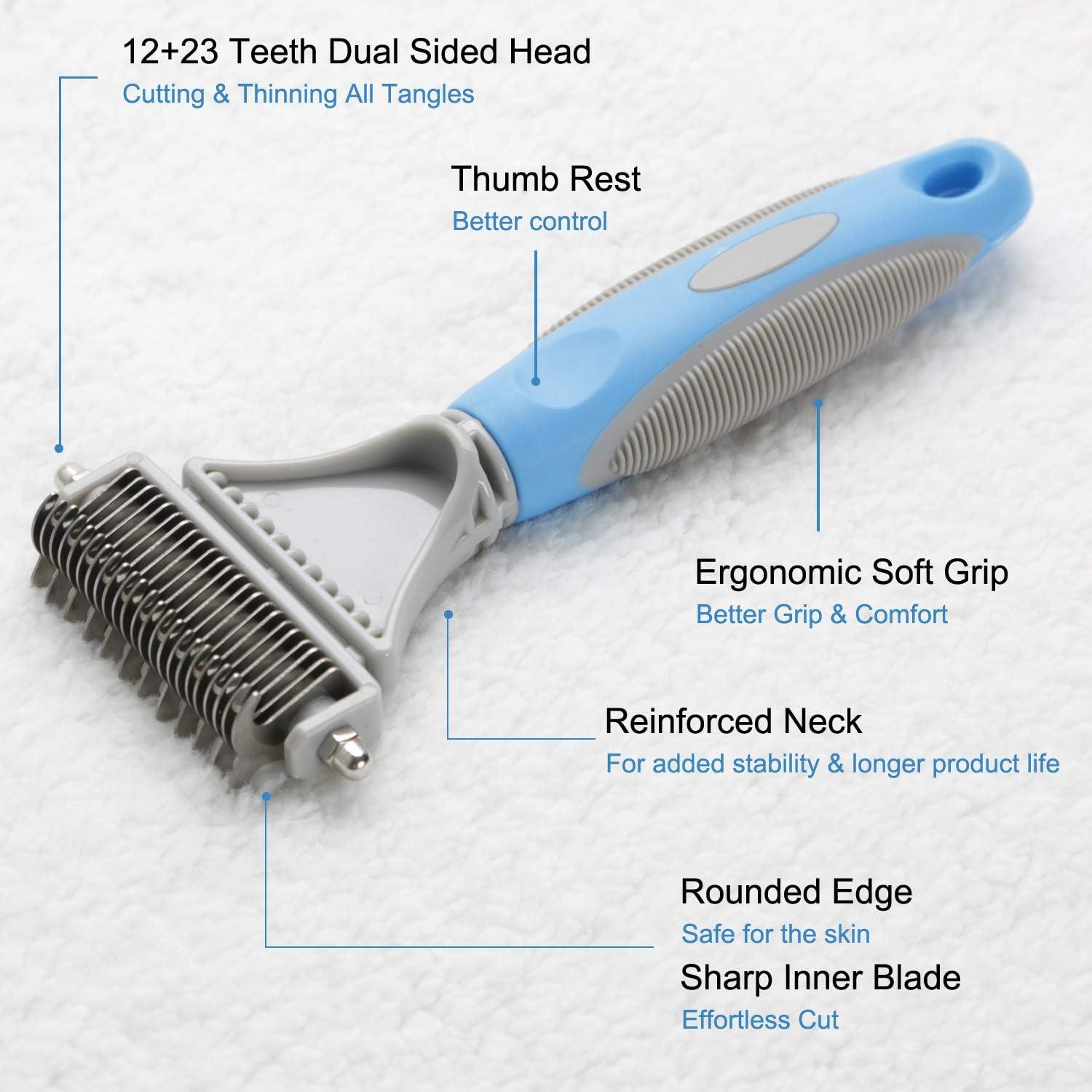 Peine Desmatador para Mascotas Honguang 2-en-1 para Gatos y Perros