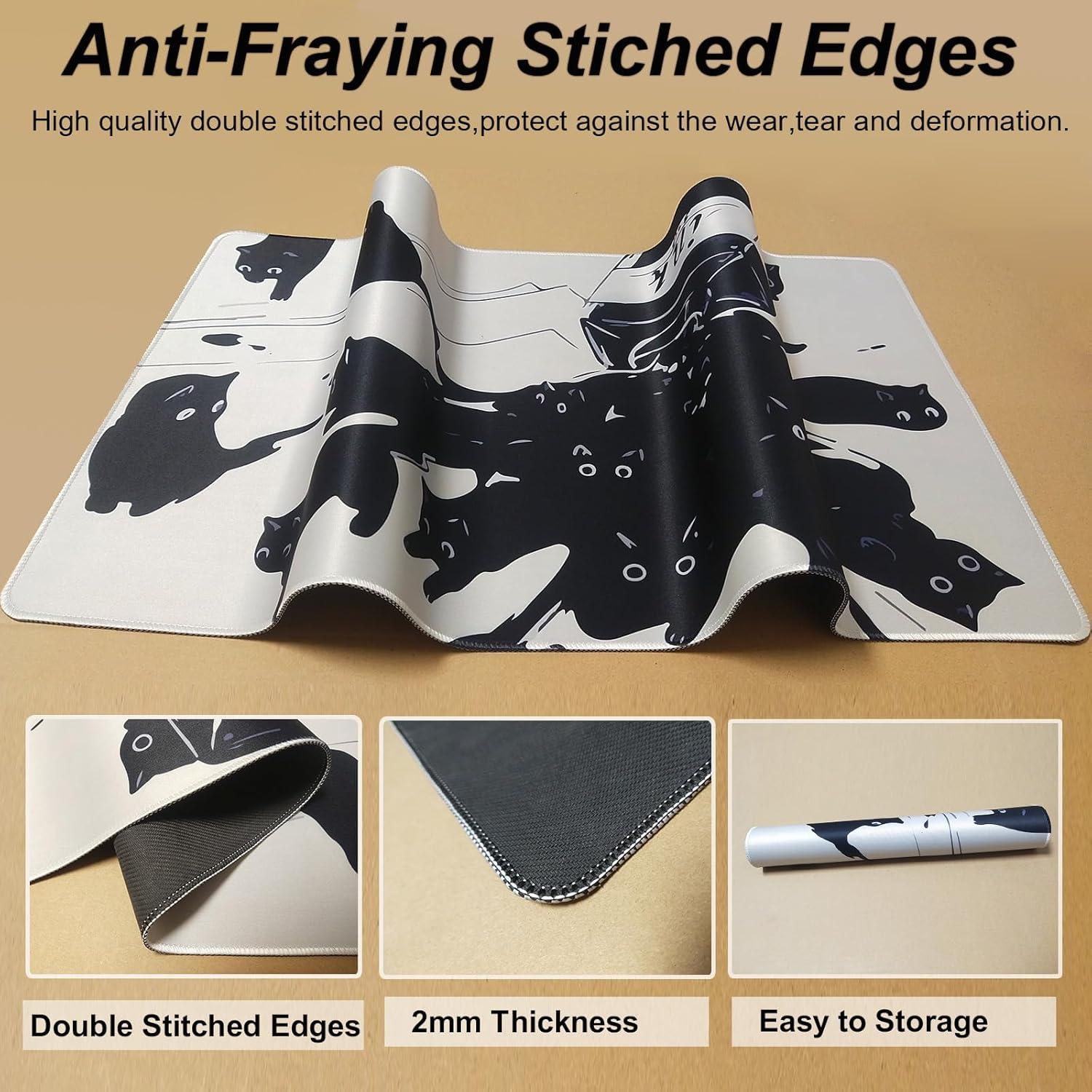 Alfombrilla de Ratón XL Uniqcasa Gato de Tinta Negra 80x30 cm