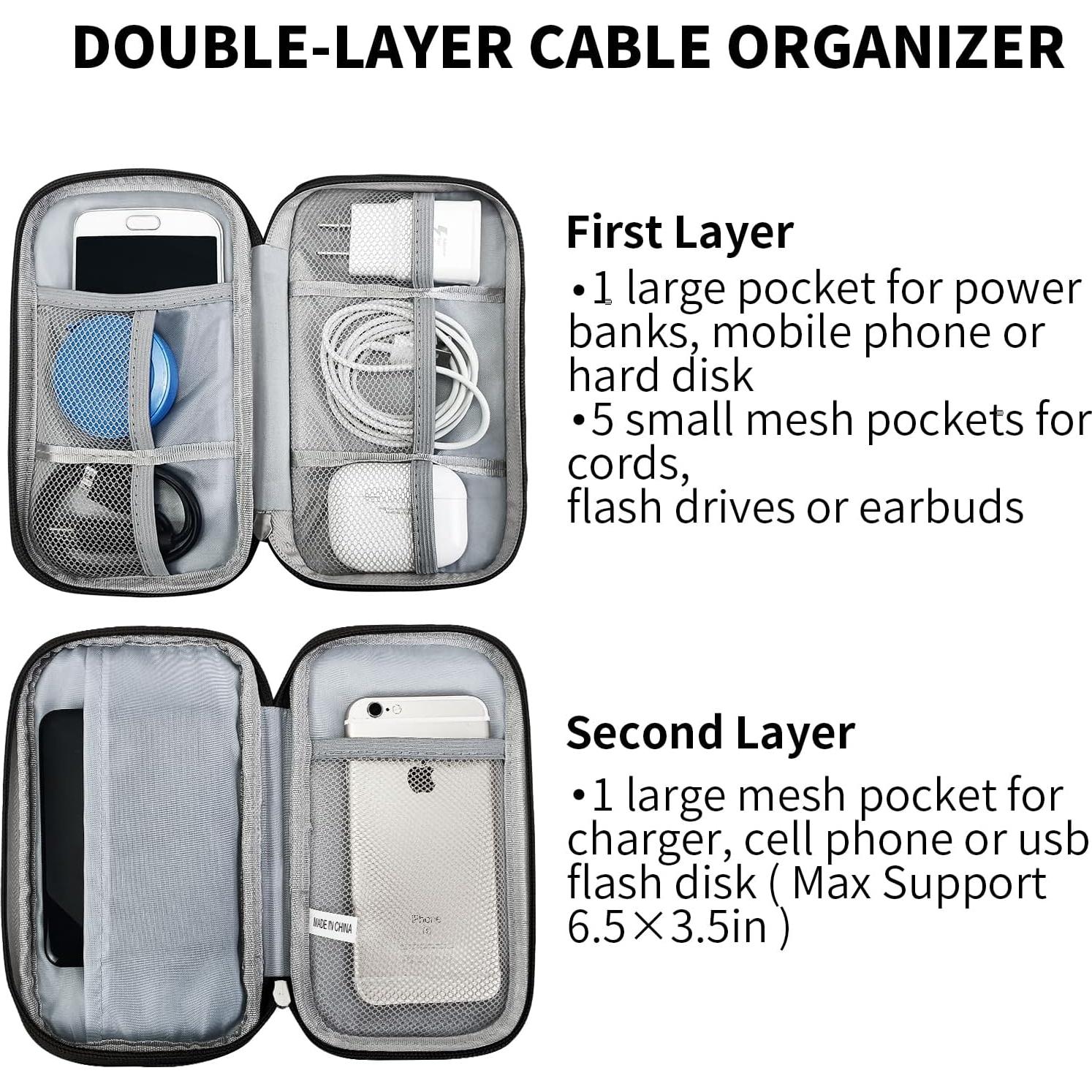 Bolsa Organizadora de Cables SUNRISING Doble Capa Impermeable