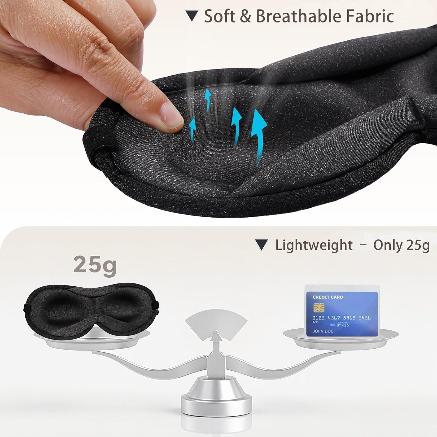 Máscara de Sueño 3D ZLZQER - Ligera y Transpirable, Negro