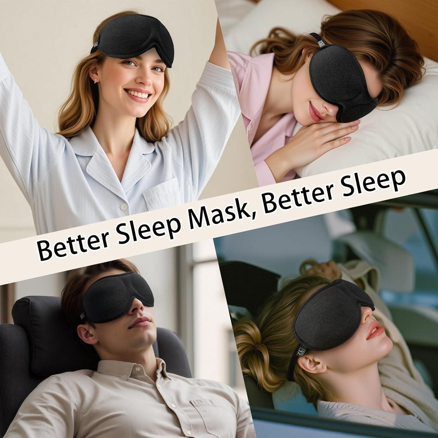 Máscara de Sueño 3D ZLZQER - Ligera y Transpirable, Negro