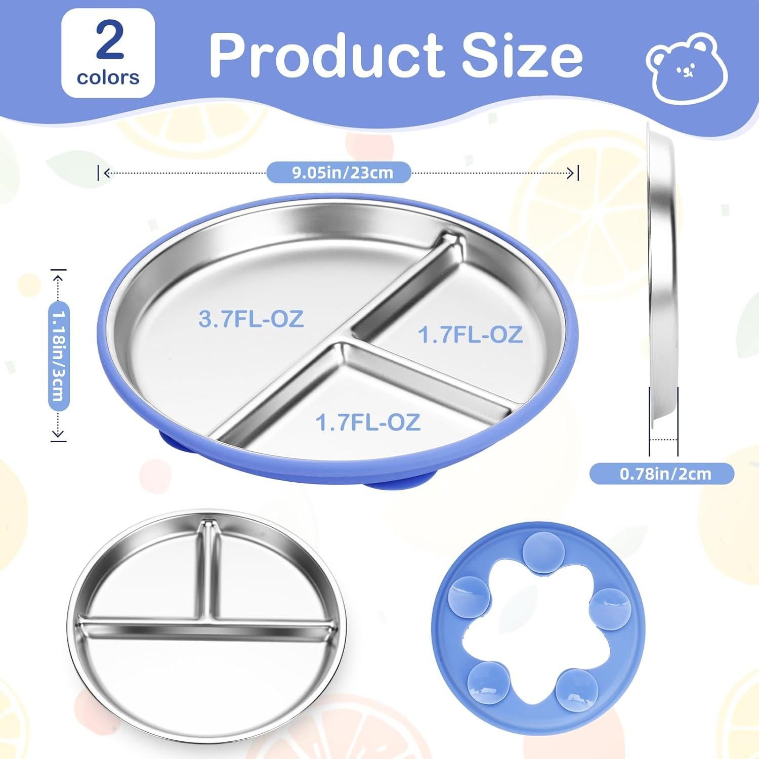 Platos para Niños Dualshine Acero Inoxidable 2 Pack 22.86 cm