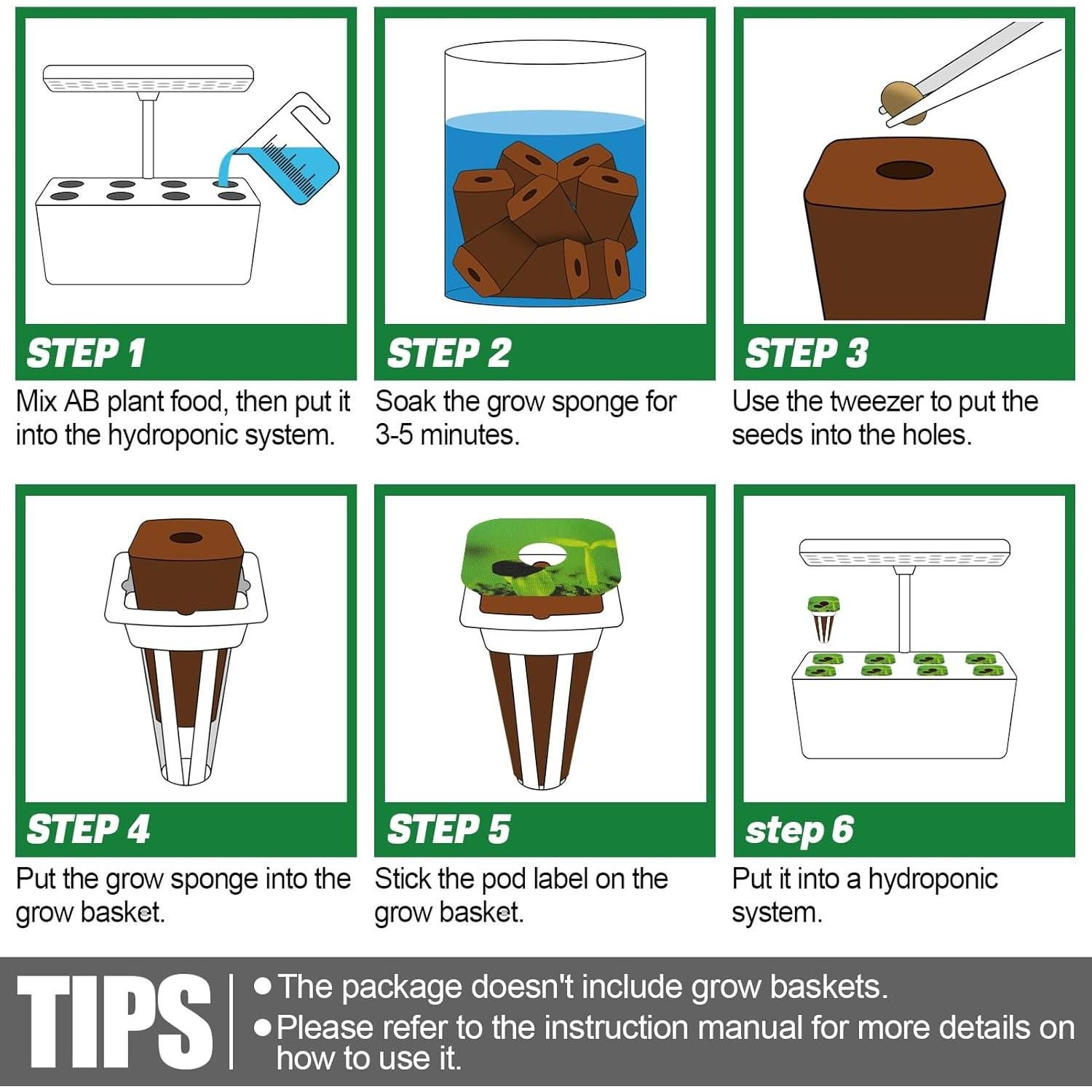 Kit de Cultivo Hidropónico Bigmeta - 30 Esponjas + Alimento A&B