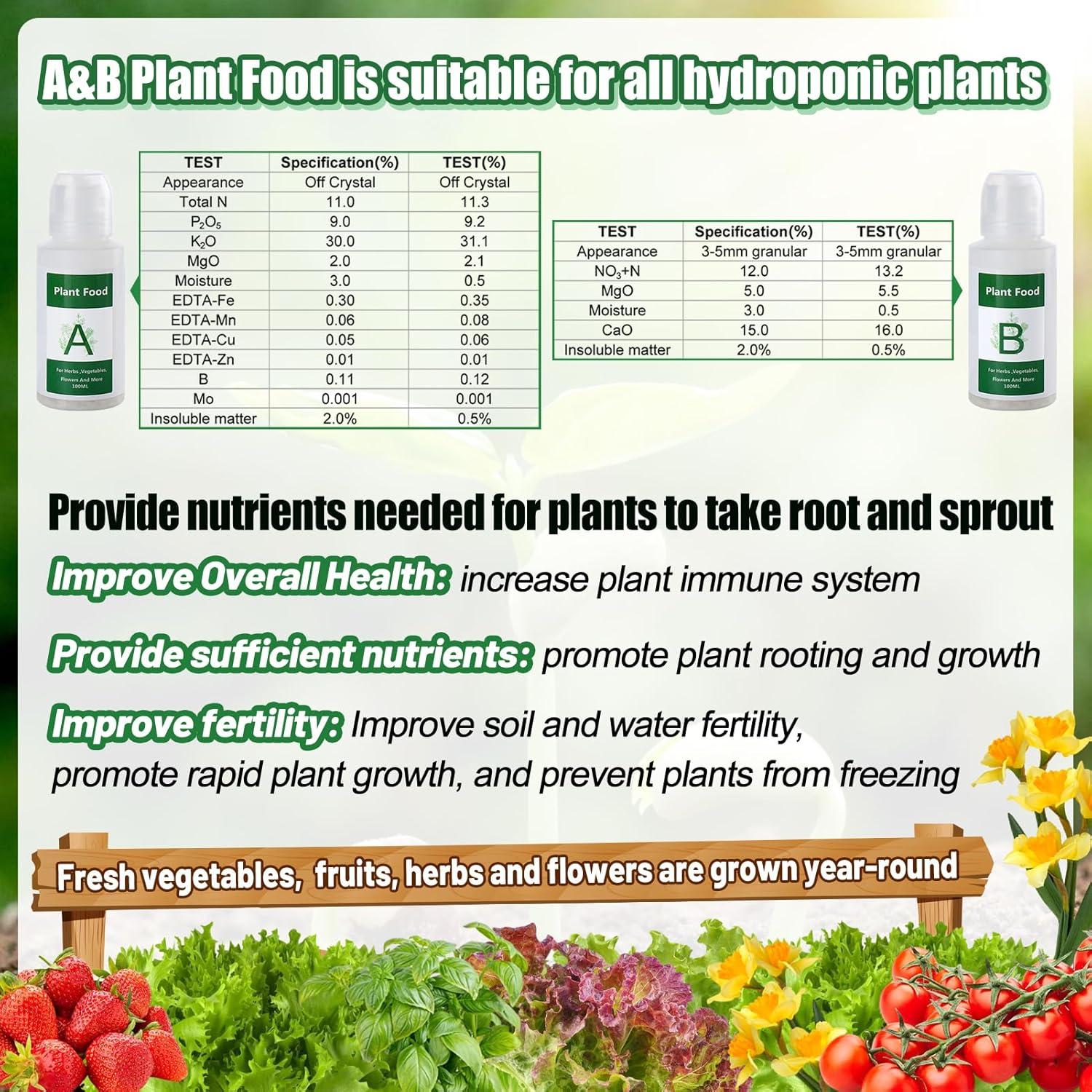 Kit de Cultivo Hidropónico Bigmeta - 30 Esponjas + Alimento A&B