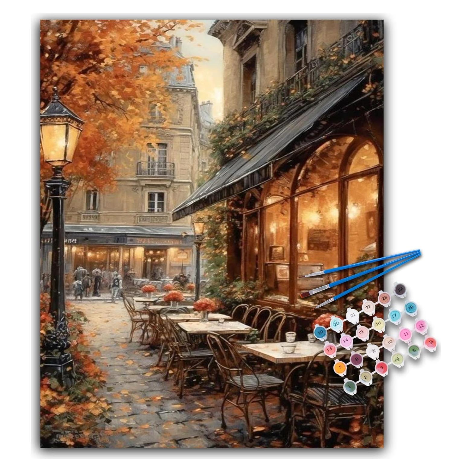 Kit de Pintura por Números Offito - Café en la Calle 40.6x50.8 cm