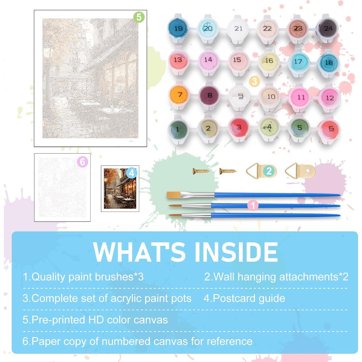 Kit de Pintura por Números Offito - Café en la Calle 40.6x50.8 cm