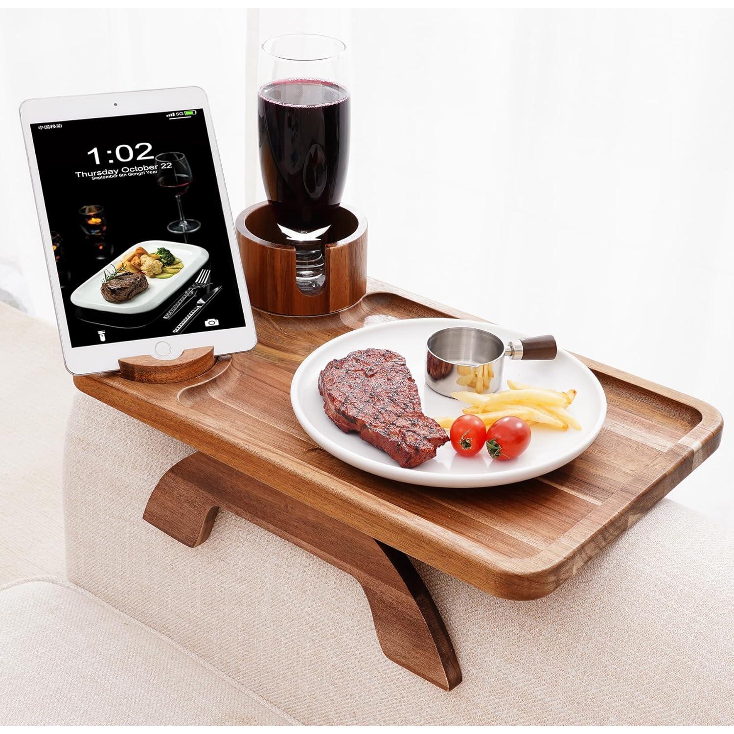 Bandeja Soporte para Taza y Teléfono Nnewvante 3 en 1 Acacia