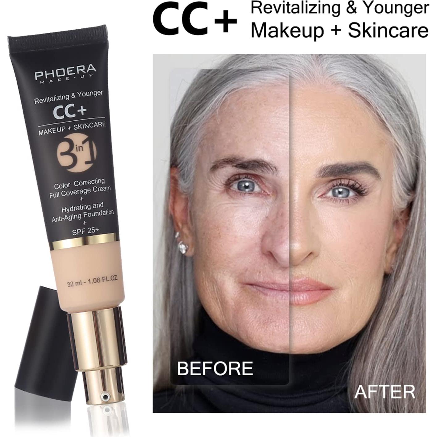 PHOERA Base y Crema CC+ Hidratante Antienvejecimiento SPF 25