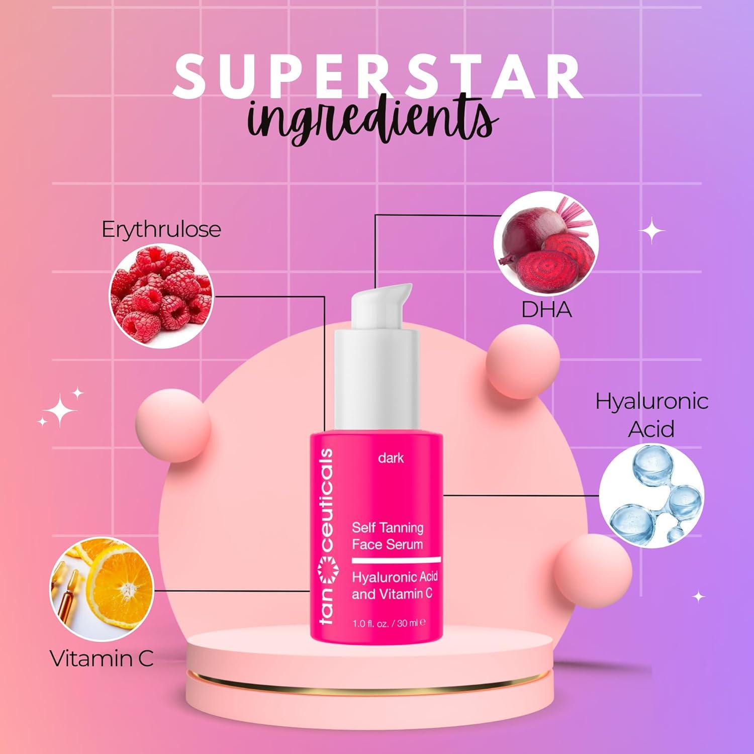 Suero Facial Autobronceador Tanceuticals 28.35g - Hidratante con Vitamina C