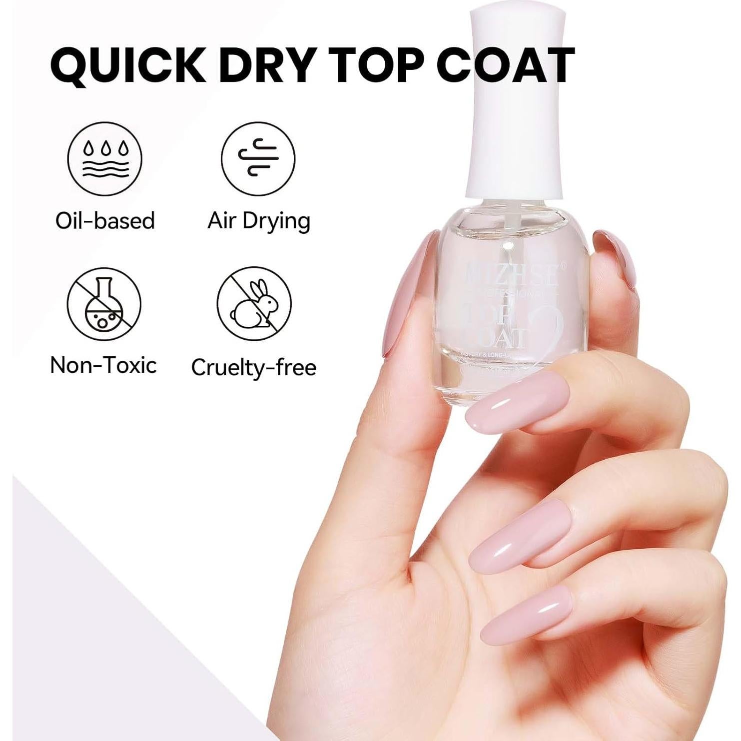 Esmalte de Uñas Top Coat MIZHSE 15 ml Secado Rápido Brillo