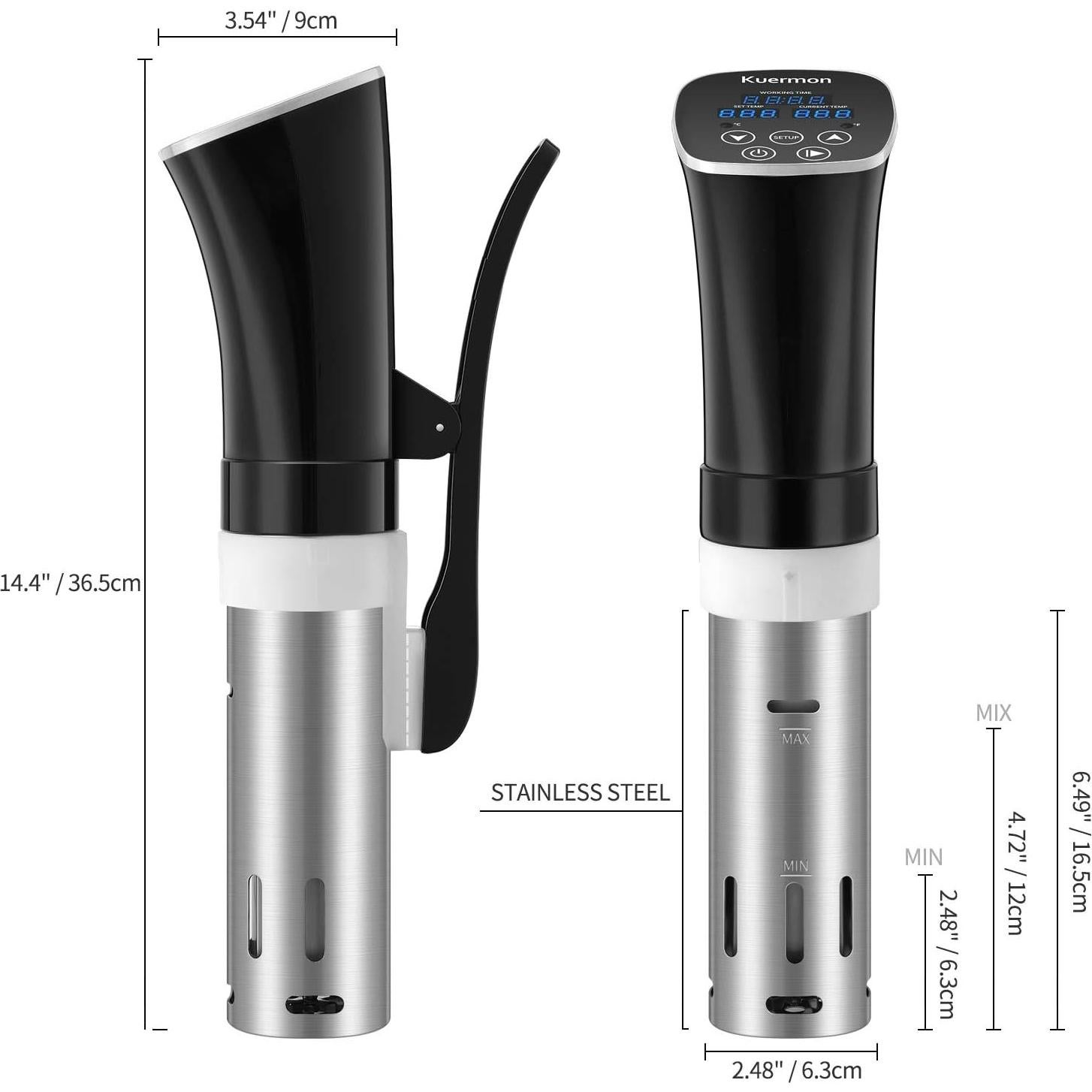 Cocedor Sous Vide Kuermon SV238A 1000W Acero Inoxidable