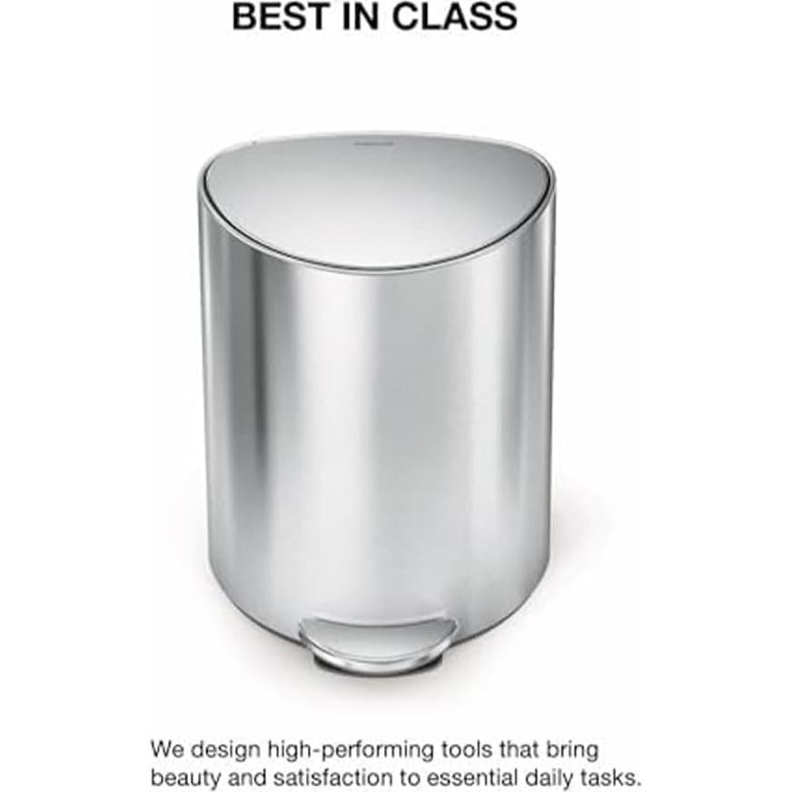Cubo de Basura Simplehuman 6L Acero Inoxidable Cepillado