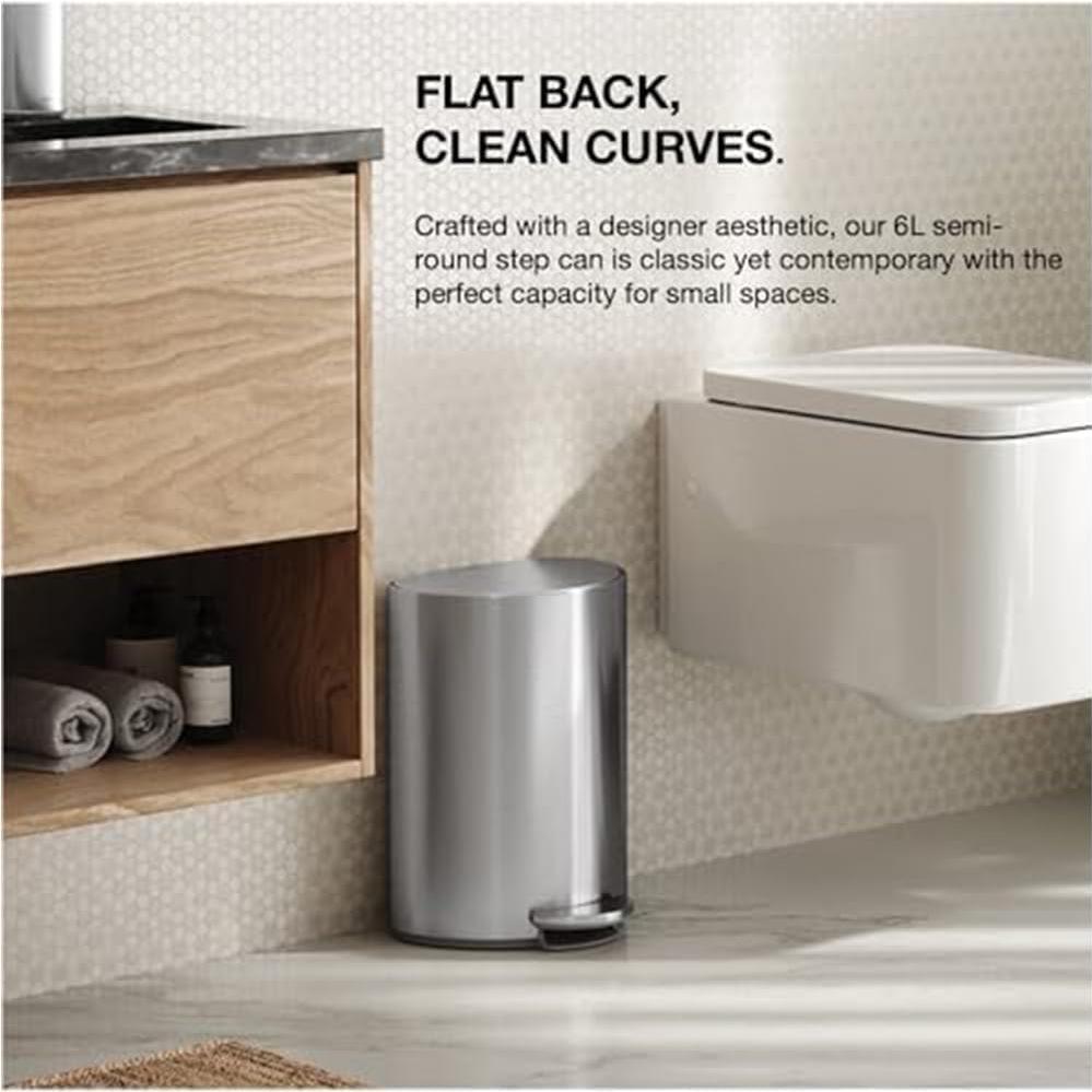 Cubo de Basura Simplehuman 6L Acero Inoxidable Cepillado