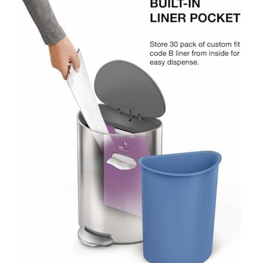 Cubo de Basura Simplehuman 6L Acero Inoxidable Cepillado