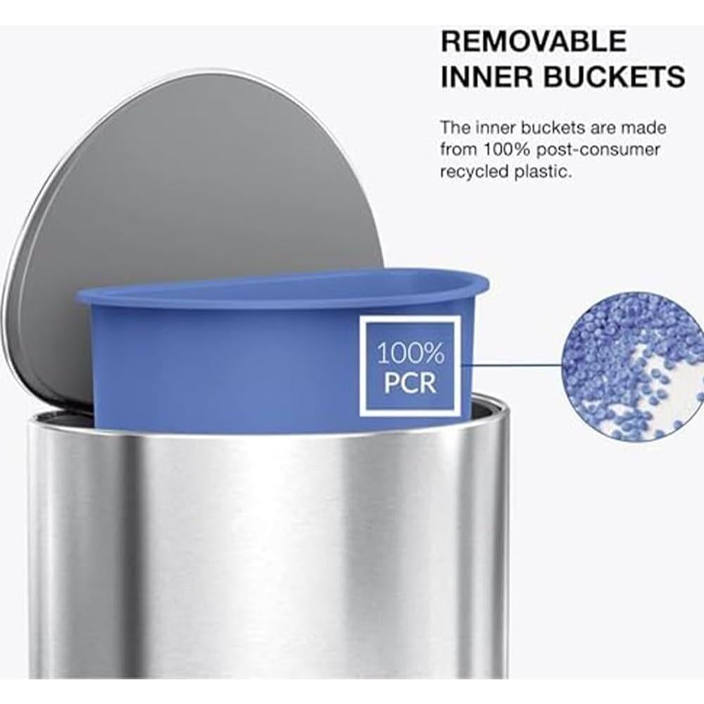 Cubo de Basura Simplehuman 6L Acero Inoxidable Cepillado