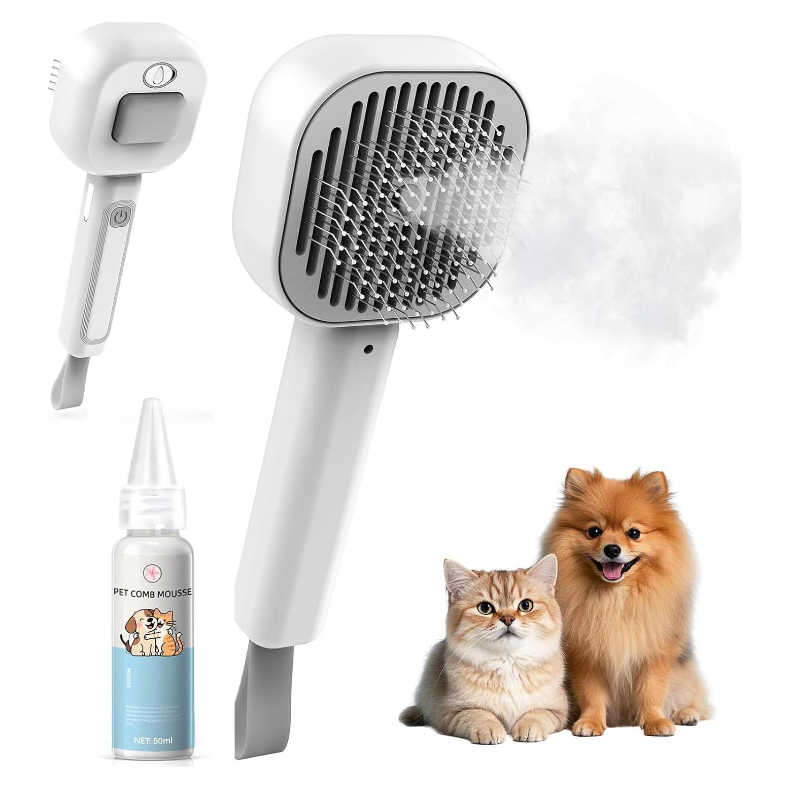 Cepillo 3 en 1 POHAHA para Gatos y Perros - Acicalamiento y Vapor