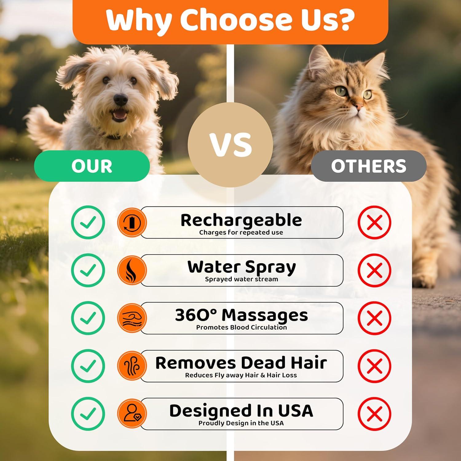 Cepillo 3 en 1 POHAHA para Gatos y Perros - Acicalamiento y Vapor