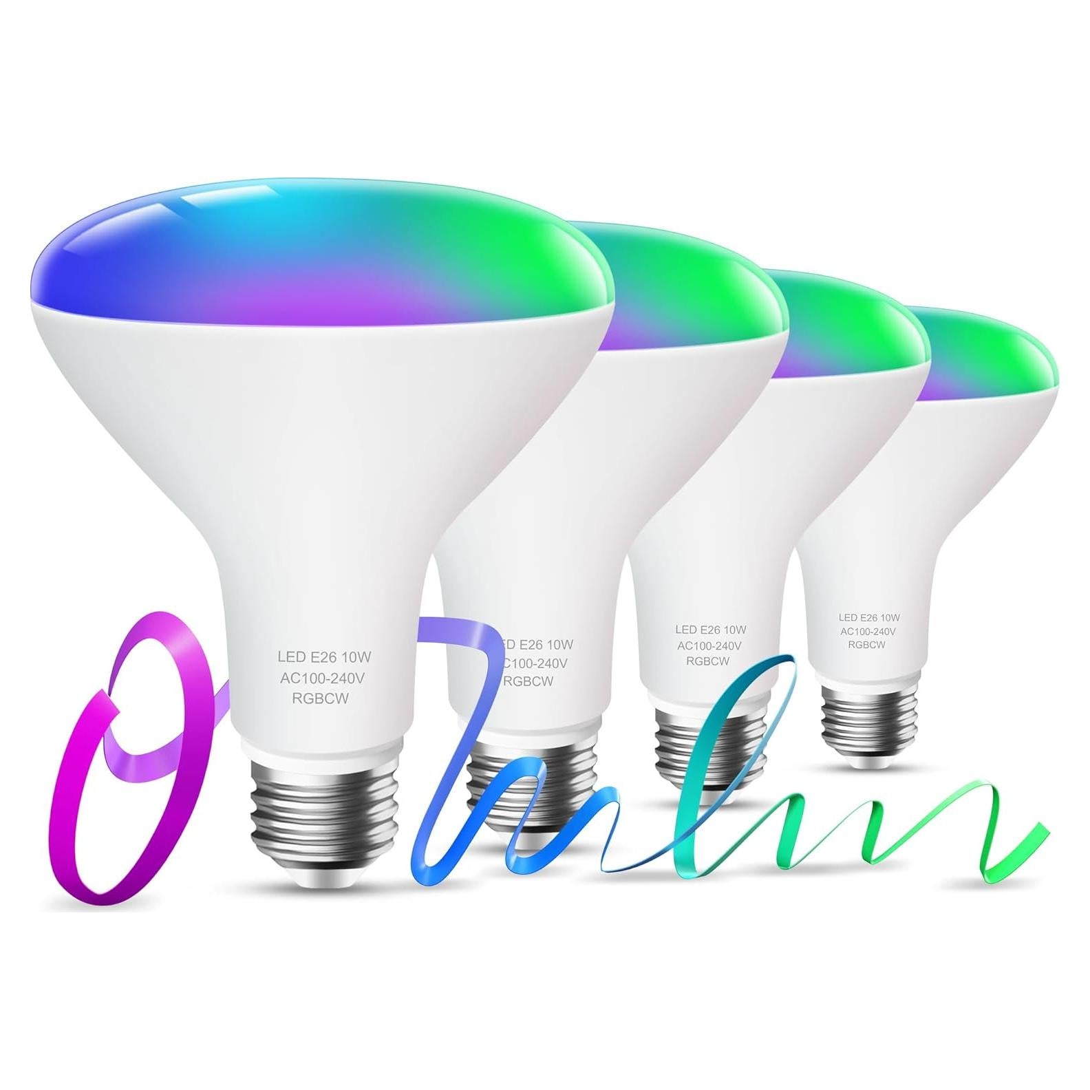 Bombilla inteligente OHLUX BR30 WiFi 10W RGBW, paquete de 4