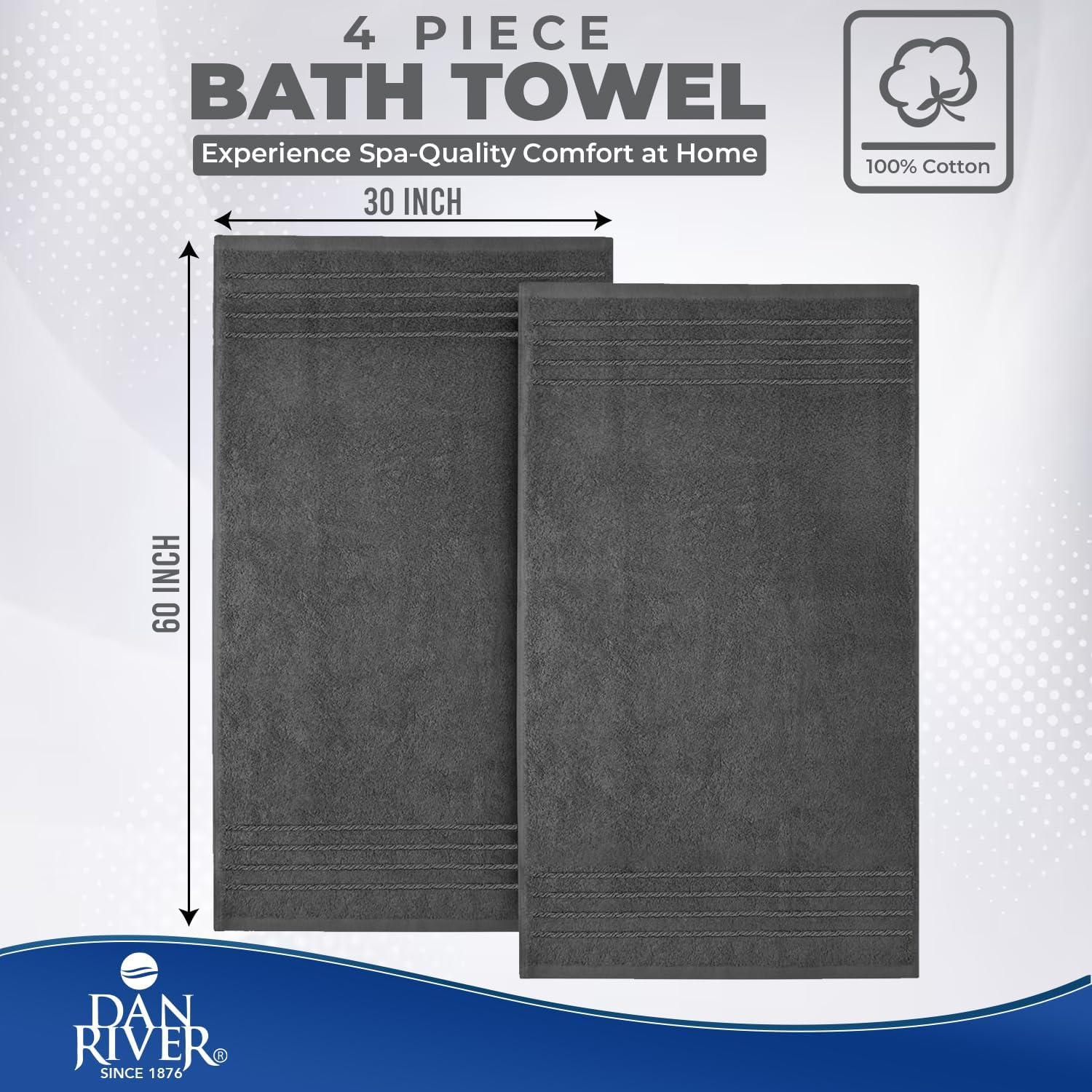 Juego de Toallas de Baño Dan River 4 Piezas 76x152 cm Algodón Gris
