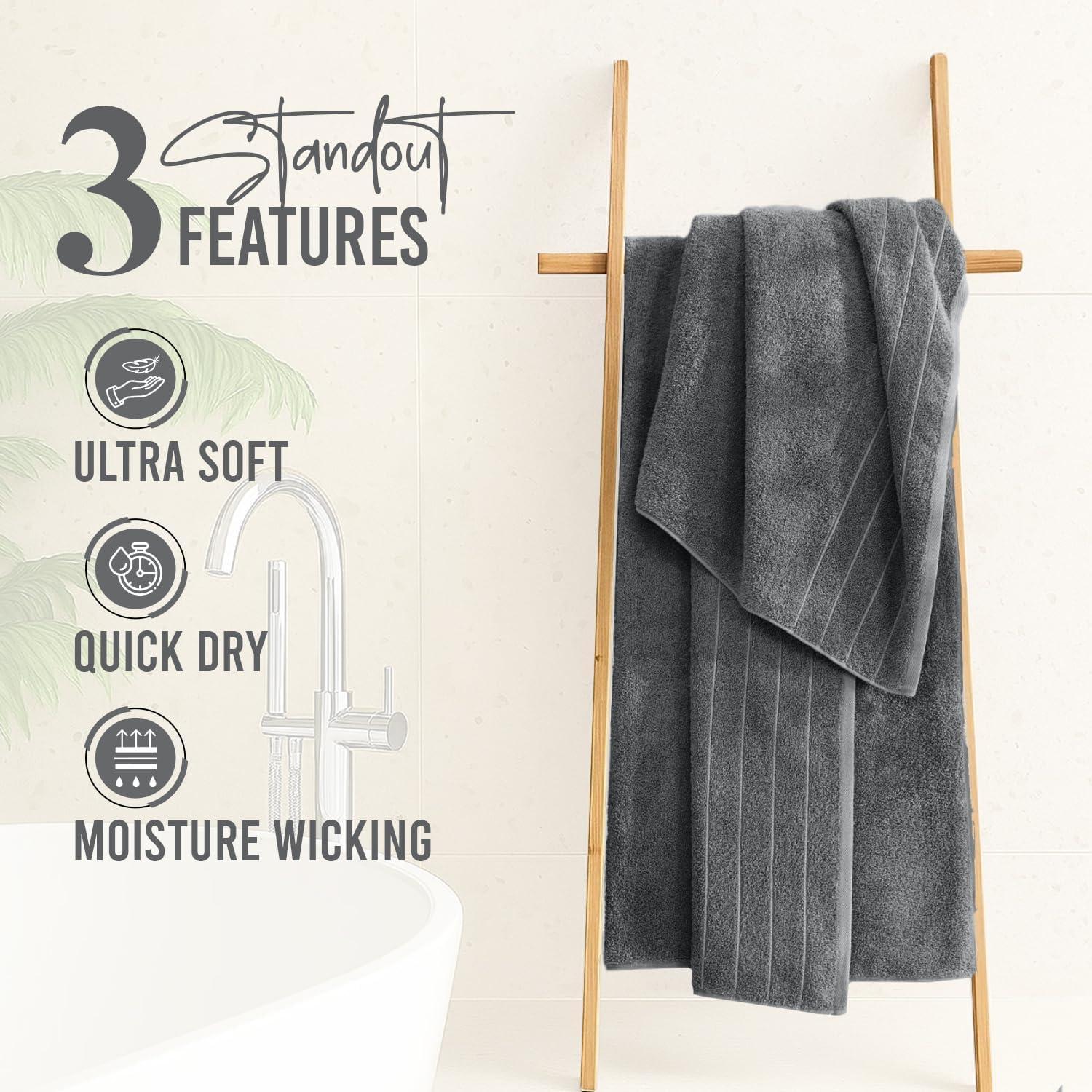 Juego de Toallas de Baño Dan River 4 Piezas 76x152 cm Algodón Gris