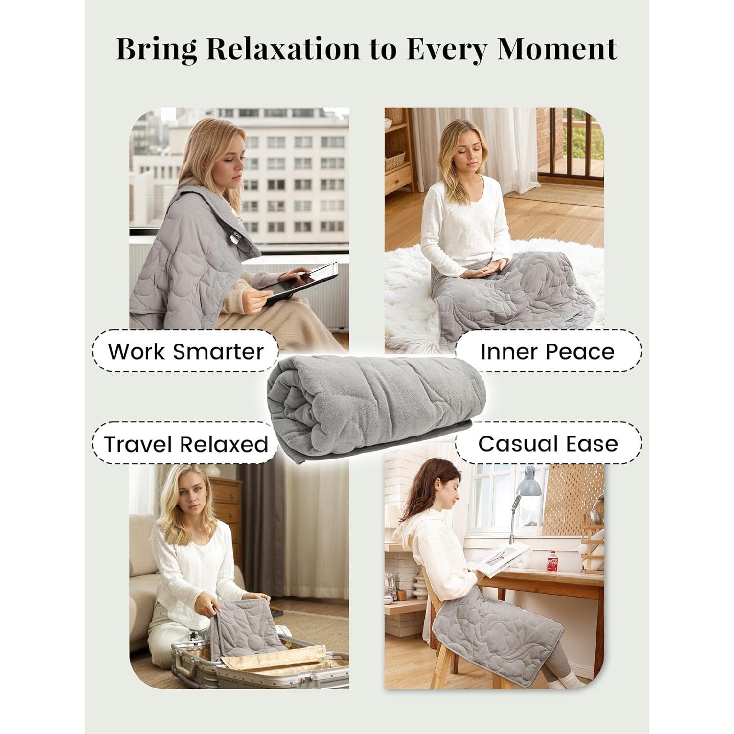 Manta con peso ZonLi 1.36kg 73.66x60.96cm gris algodón