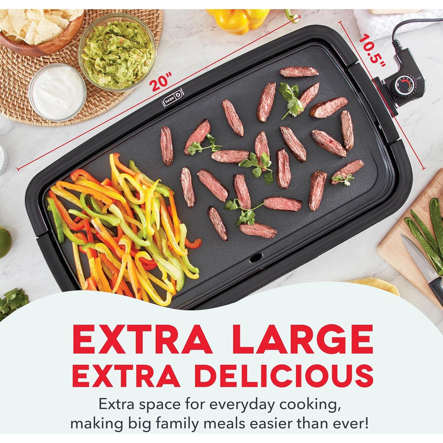 Plancha Eléctrica Deluxe DASH 1500W Antiadherente 50.8x26.7cm