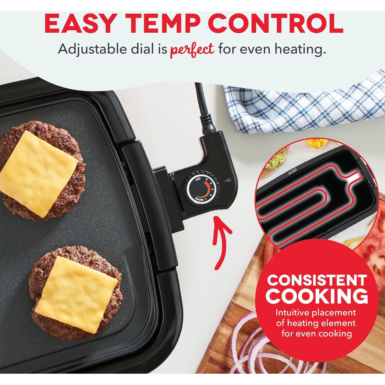 Plancha Eléctrica Deluxe DASH 1500W Antiadherente 50.8x26.7cm