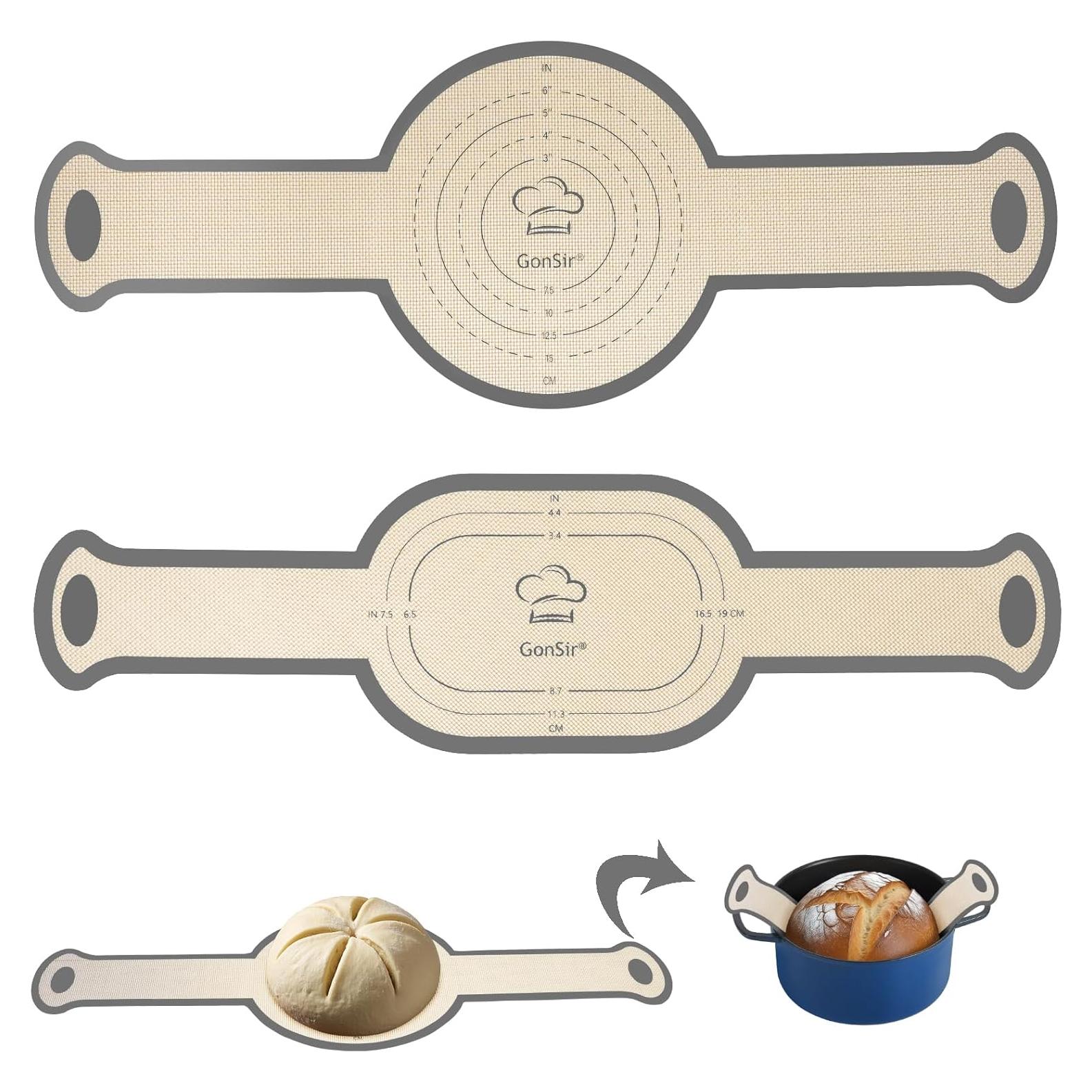 Sling de Pan de Silicona Gonsir - Juego de 2 Alfombrillas Redonda y Ovalada