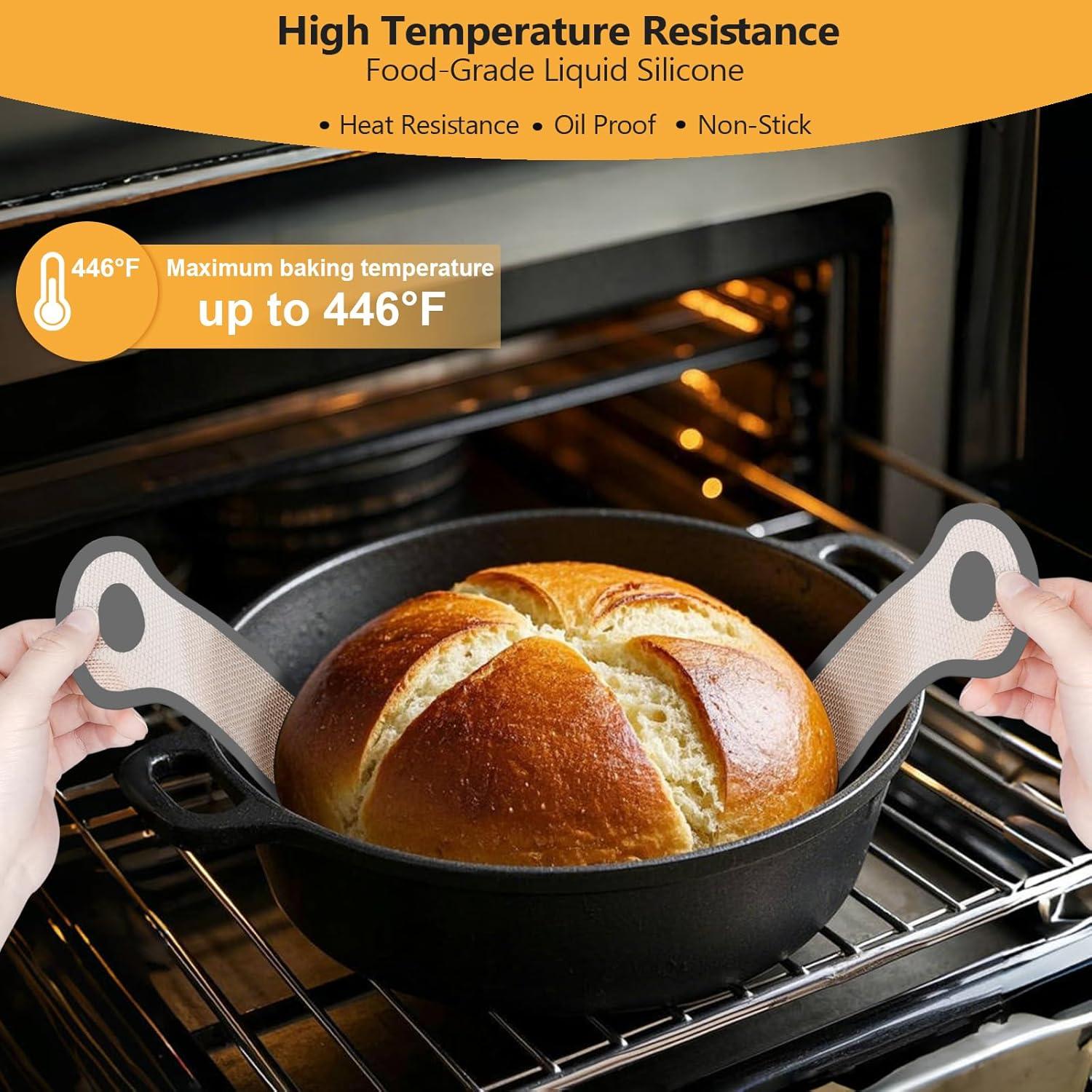 Sling de Pan de Silicona Gonsir - Juego de 2 Alfombrillas Redonda y Ovalada