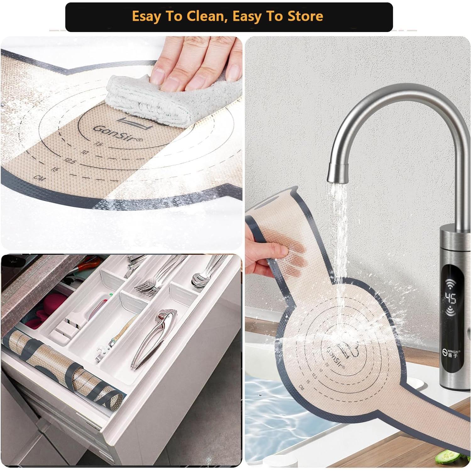 Sling de Pan de Silicona Gonsir - Juego de 2 Alfombrillas Redonda y Ovalada