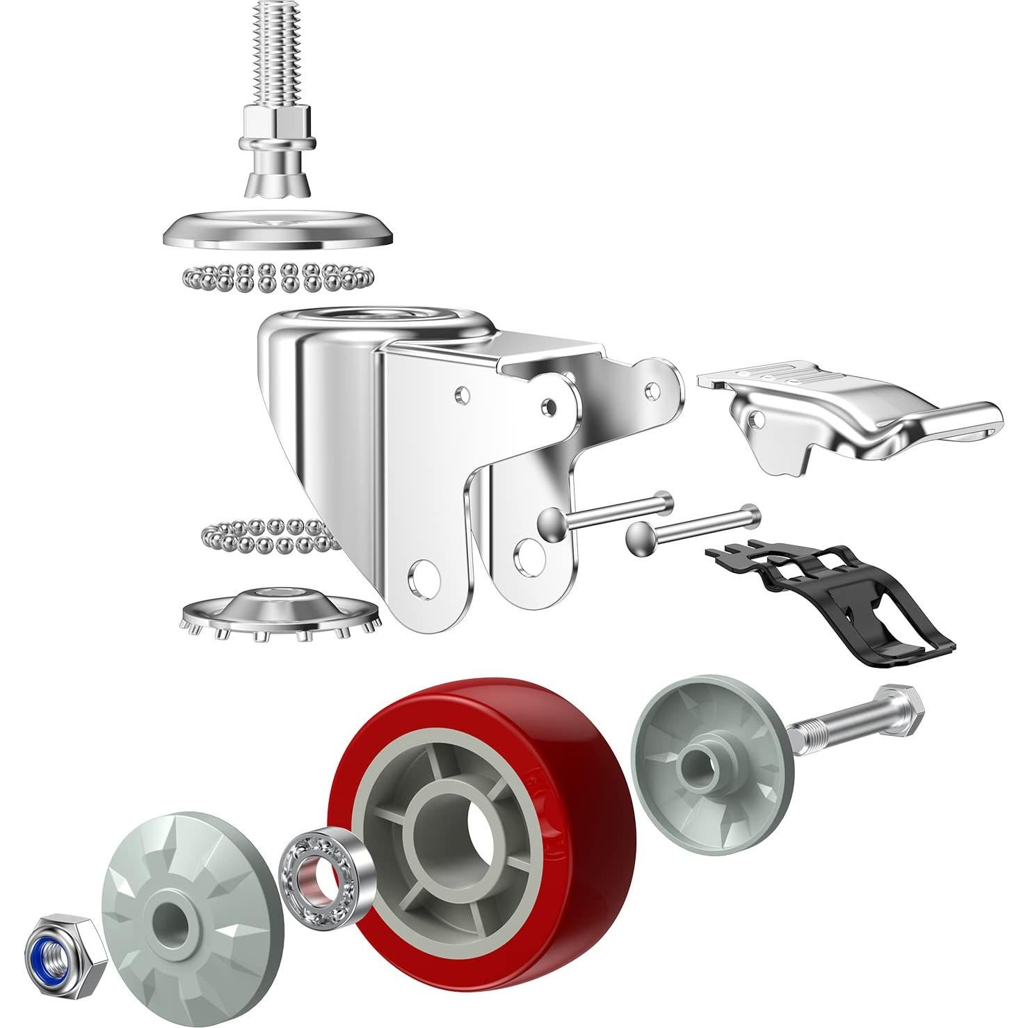 Ruedas de Caster DICASAL 75mm con Freno Doble Bloqueo - 4 Piezas