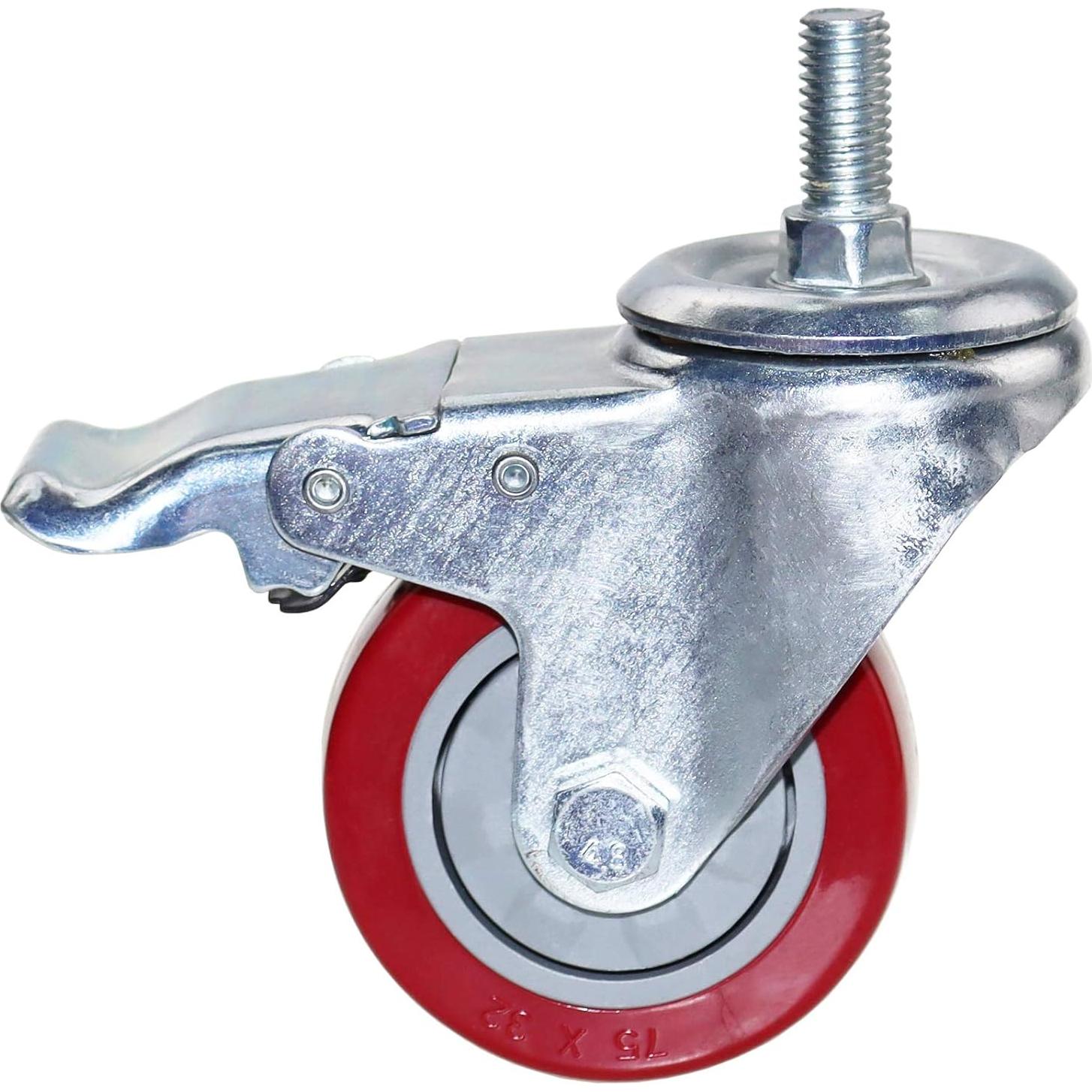 Ruedas de Caster DICASAL 75mm con Freno Doble Bloqueo - 4 Piezas