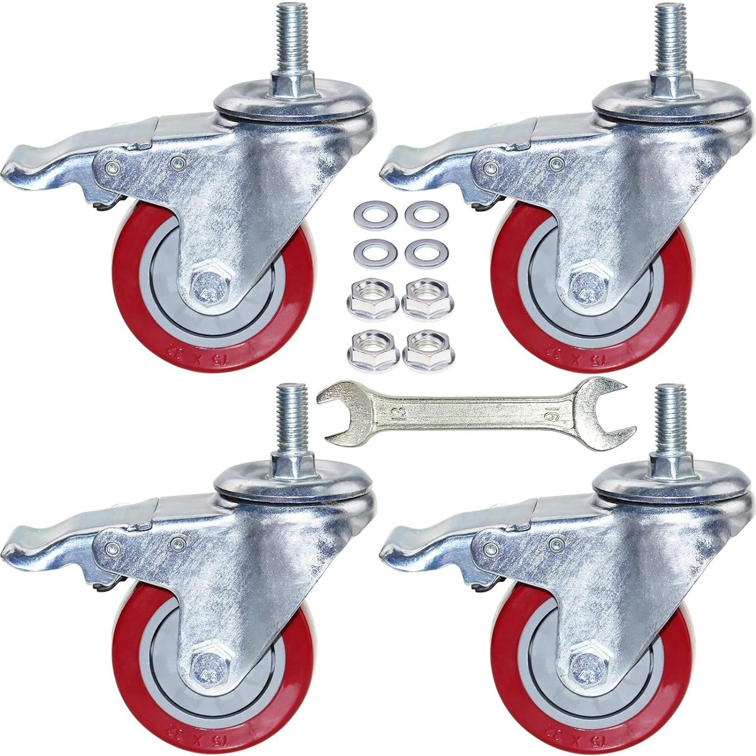 Ruedas de Caster DICASAL 75mm con Freno Doble Bloqueo - 4 Piezas