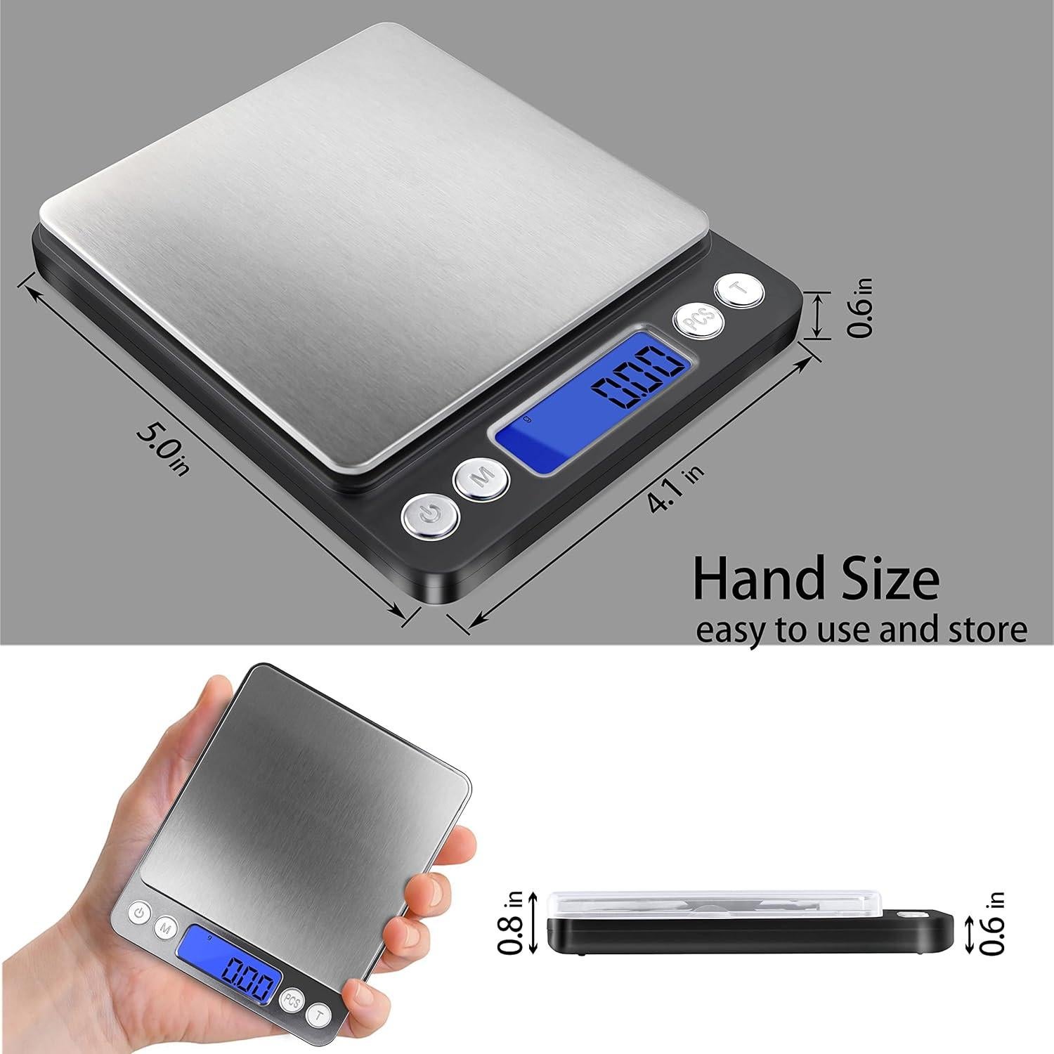 Báscula Digital Fuzion 500g/0.01g con 2 Bandejas - Joyería y Alimentos