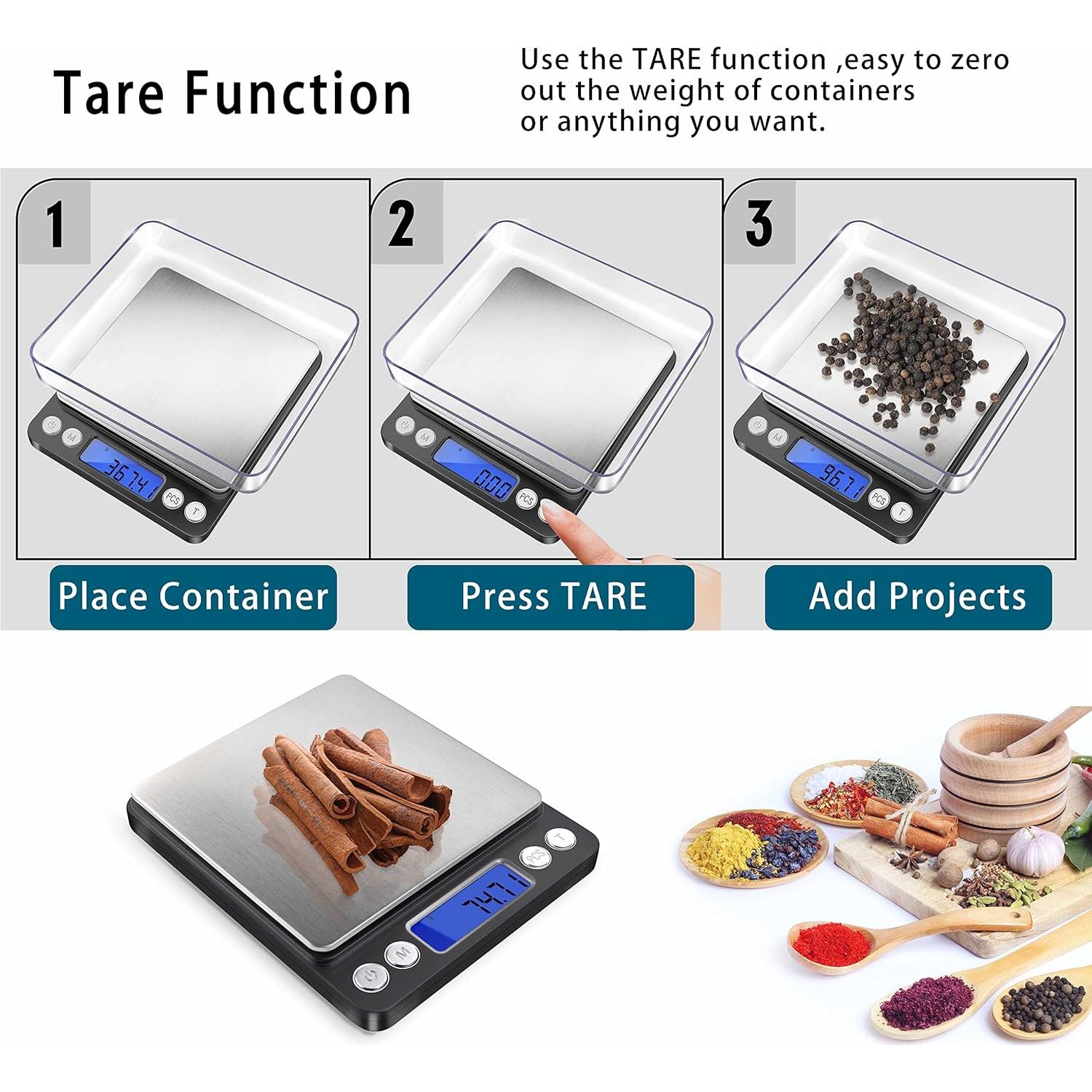 Báscula Digital Fuzion 500g/0.01g con 2 Bandejas - Joyería y Alimentos