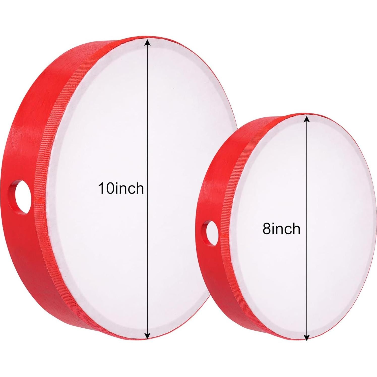 Conjunto de Tambores de Mano Nydotd 10 y 8 Pulgadas Rojo