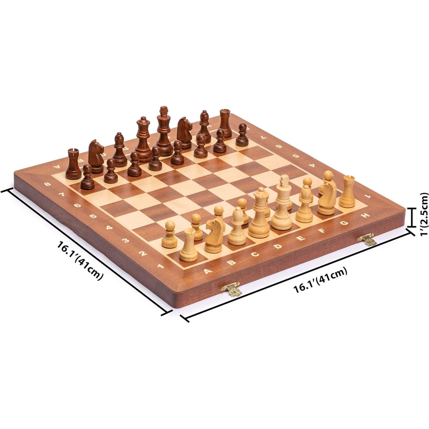 Juego de Ajedrez de Madera Husaria No. 4 con 2 Reinas Extra