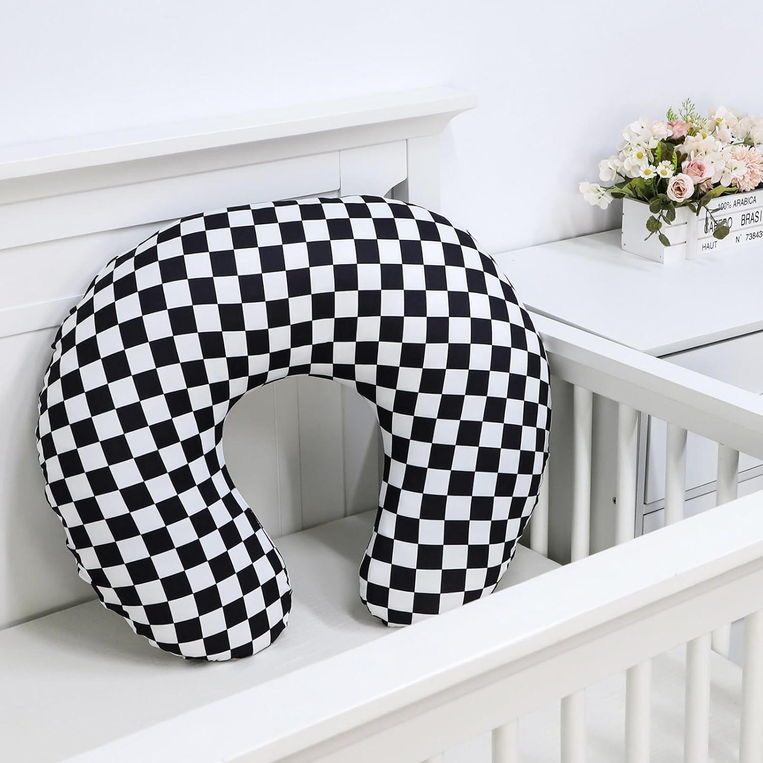 Funda de Almohada de Lactancia DILIMI Cuadrícula Negra Suave