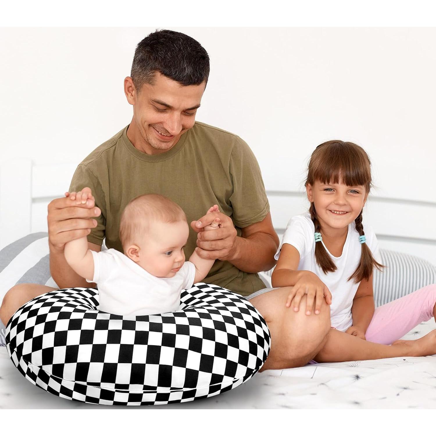 Funda de Almohada de Lactancia DILIMI Cuadrícula Negra Suave