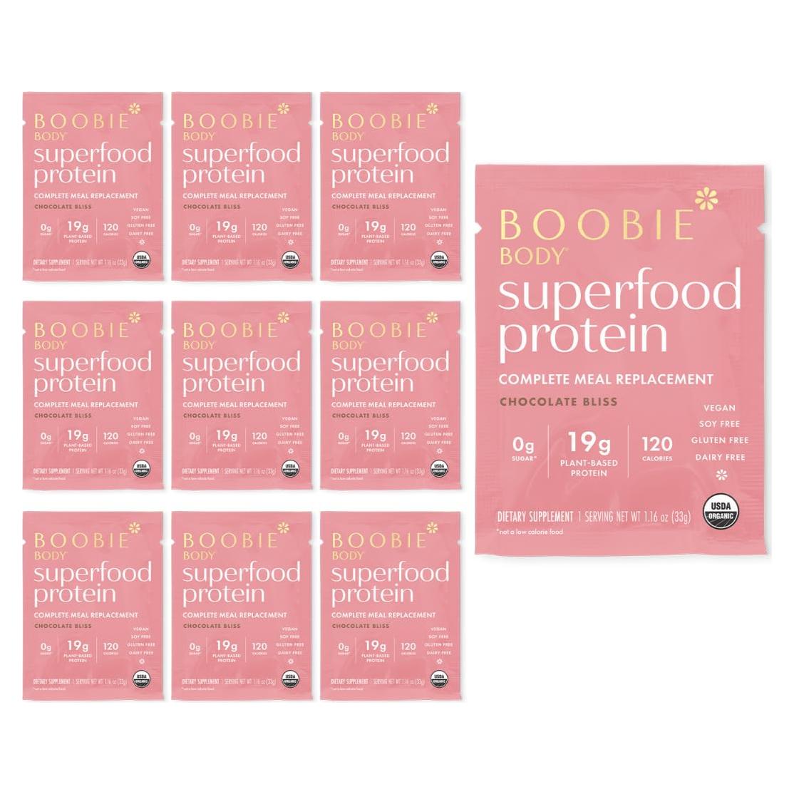 Batido de Reemplazo de Comida Boobie Body Chocolate Bliss 19g Proteína Orgánico Vegano