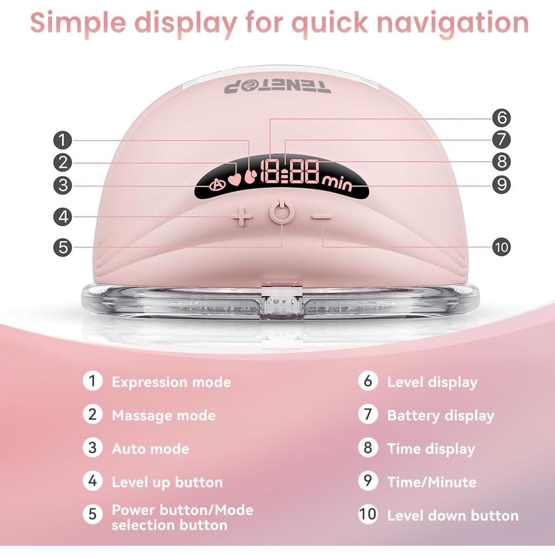 Extractor de Leche Eléctrico TENETOP XQ0002 Manos Libres 12 Niveles