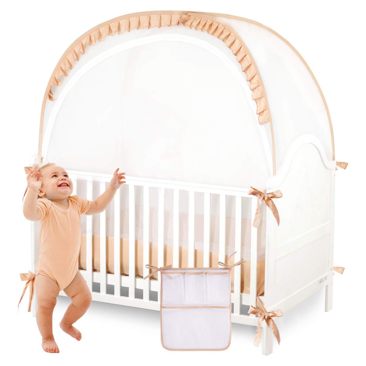 Carpa de Seguridad para Cuna ZXPLO Beige Malla Transpirable