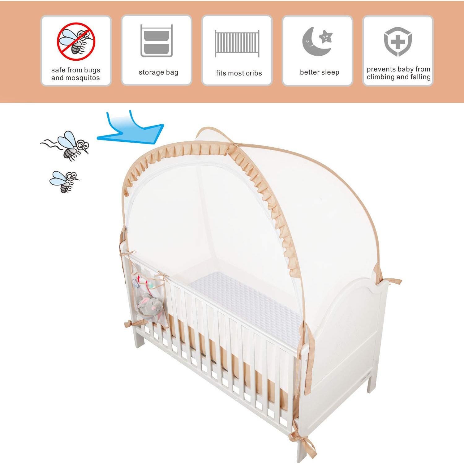 Carpa de Seguridad para Cuna ZXPLO Beige Malla Transpirable