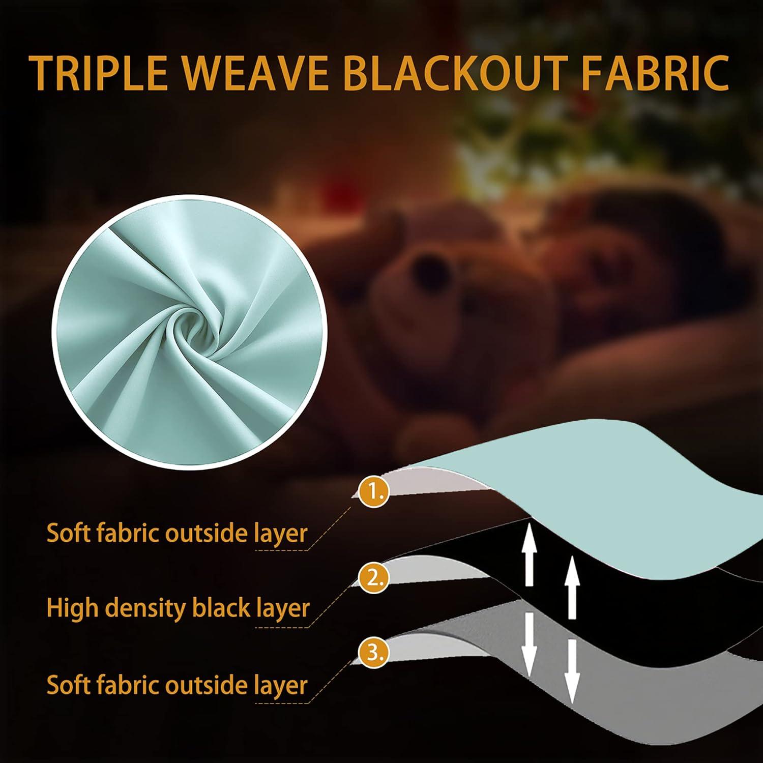 KOUFALL Aqua Bathroom Curtains Window,Set 2 Panels Coastal Decor Short Blackout Small Window Curtains for Kitchen Door Window,45 Inch Length,Mint Green